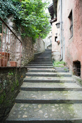 A street in the village of Gandria on lake Lugano, Switzerland