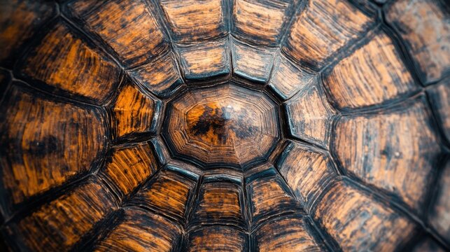 View of a turtle shell pattern from the inside, ancient look with faded colors