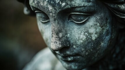 A macro photograph of the statue's surface, focusing on the material and slight wear, with the surrounding area softly blurred.