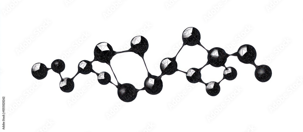Poster molecule. isolated black vector illustration in low-poly style on a white background. the drawing co