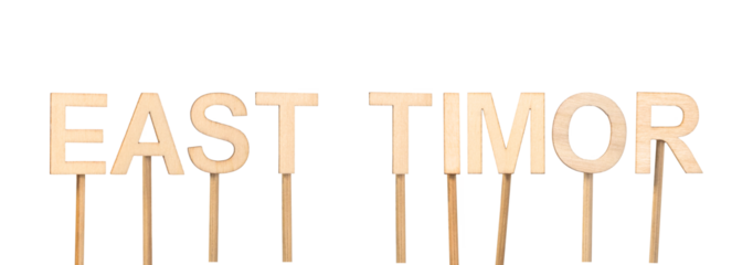 Wooden letters with the name of East Timor, perfect for country of the world themed decoration. Southeast Asian nation. Global cultures concept.
