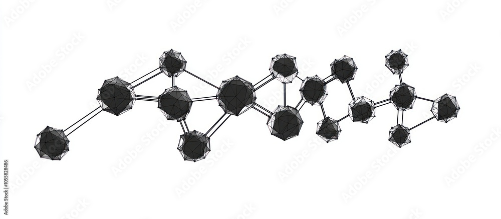 Poster molecule. isolated black vector illustration in low-poly style on a white background. the drawing co