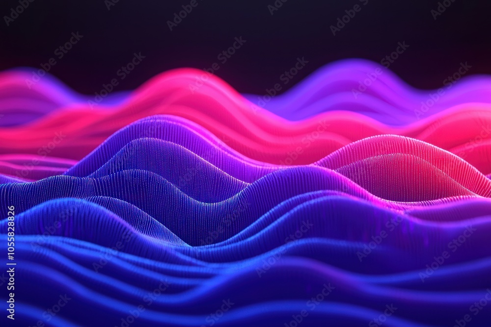 Poster vibrant abstract waves of light and color representing dynamic soundscapes and motion in modern art