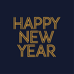 Happy new year text typography background, New Year text logo template with bold font written in vector design	
