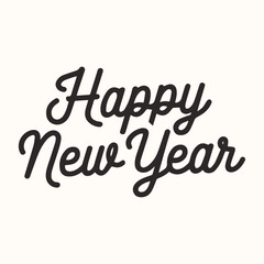 Happy new year text typography background, New Year text logo template with bold font written in vector design	
