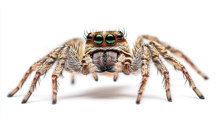 Close-up of a Jumping Spider with Green Eyes