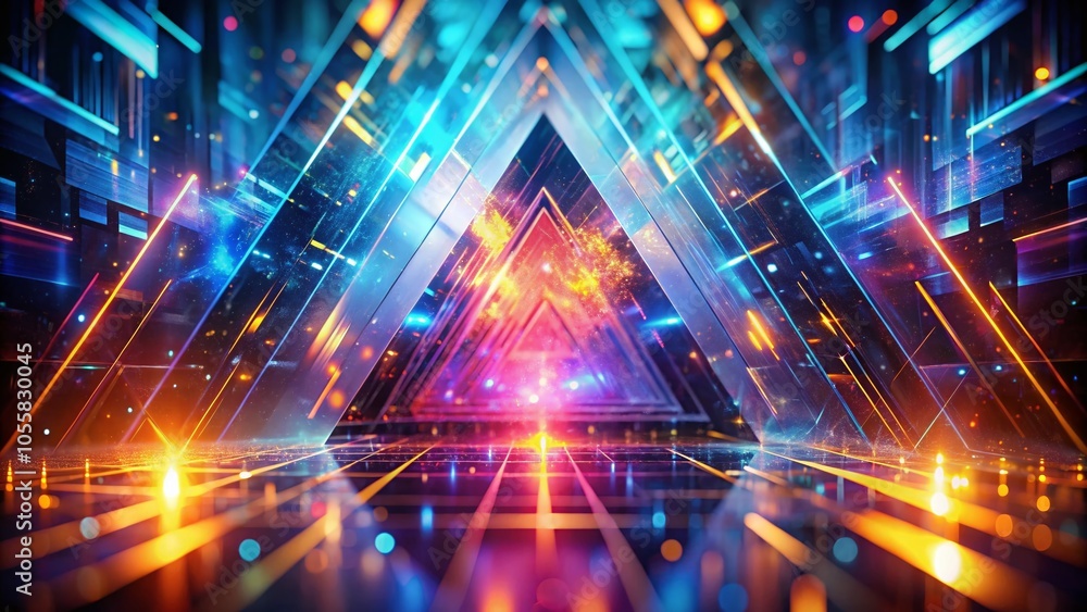 Poster futuristic digital background with triangular composition in tilt-shift style for modern design proj