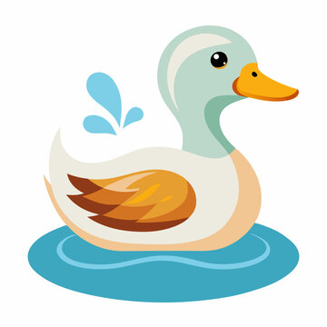recommend clip art: Duck in water vector illustration on white background