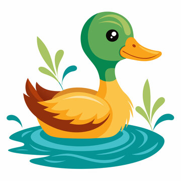 recommend clip art: Duck in water vector illustration on white background
