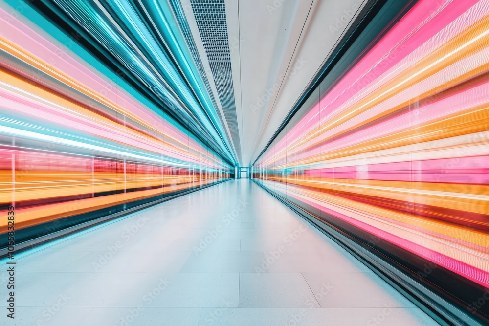 Poster dynamic motion blur a vivid journey through light and color in a modern space