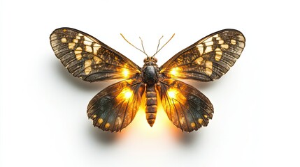 Naklejka premium A Glowing Butterfly with Golden Veins and Spots