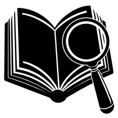 silhouette of a magnifying glass over a book