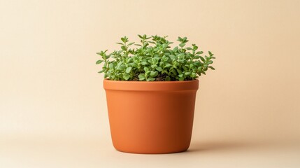 Fototapeta premium Medium Sized Terracotta Pot with Green Plant