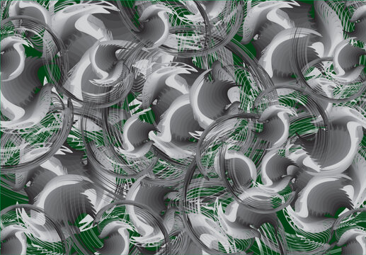Dark textural backdrop in gray-green tonality for textiles or fabrics. Abstract background created by swirl elements for fashion, business concepts, cover, interiors, tiles, prints, dynamic posters