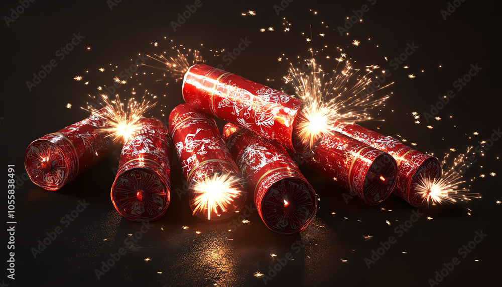 Poster vibrant firecrackers creating sparkling patterns for festive celebrations a dazzling display of ligh