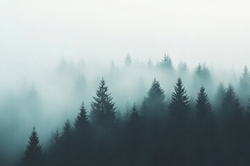 Misty silhouette at dawn