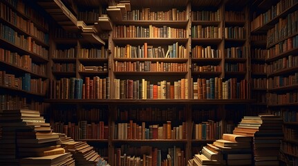 Amazing World of Books Concept of knowledge and education. generative.ai