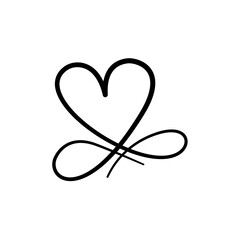 flourish calligraphy heart. Illustration vector hand drawn