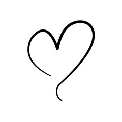 flourish calligraphy heart. Illustration vector hand drawn