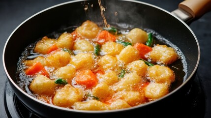 Crispy Golden Tempura Vegetable in Hot Oil