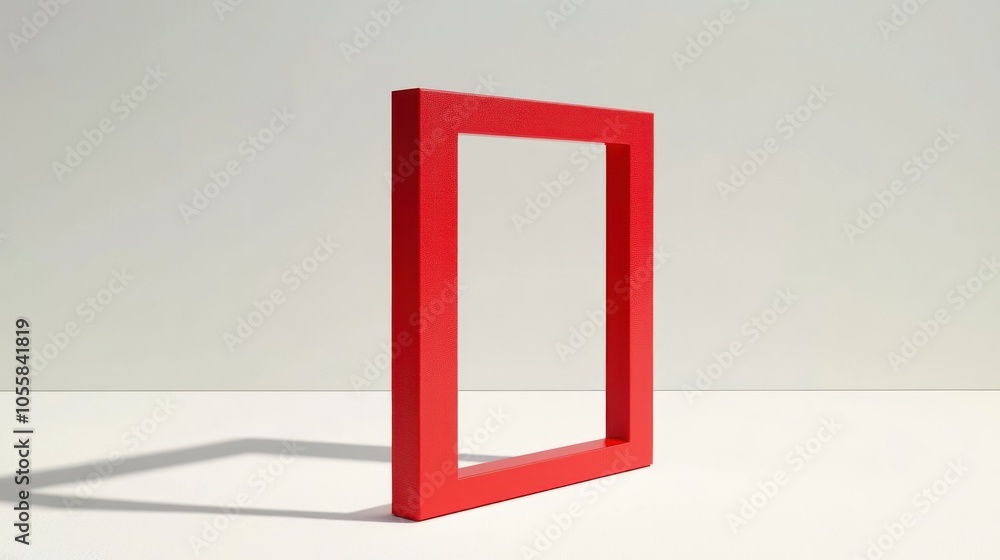 Aufkleber Red Frame with Shadow Cast on White Surface