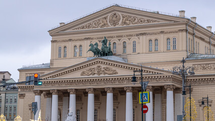 Obraz premium One of the most significant opera and ballet theaters in the world. The State Academic Bolshoi Theatre of Russia in the center of Moscow.