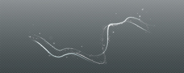 White curved light line, rope, tape. Smooth festive White line png with light effects. Light White Twirl png. Curve light effect of White line. Luminous White spiral png.	
