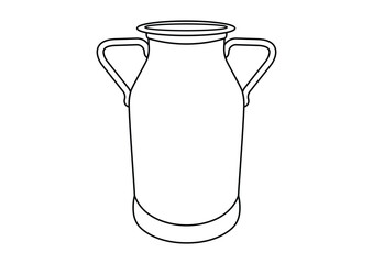 Black and white milk jug vector flat design isolated on white background