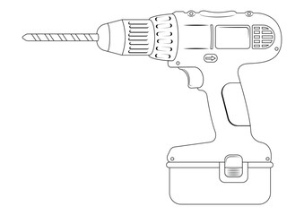 Black and white drill vector flat design isolated on white background