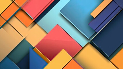 Fototapeta premium Abstract Geometric Pattern with Overlapping Colorful Squares and Rectangles