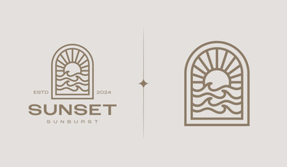 Sunset Wave Logo Template. Universal creative premium symbol. Vector illustration. Creative Minimal design template. Symbol for Corporate Business Identity