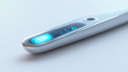 High-Resolution Digital Thermometer with LED Display in Modern Sleek Design, Showing Accurate Temperature Readings, Isolated on White Background