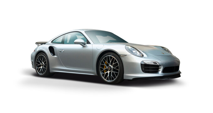 Porsche 911 Turbo S car isolated on white background. PNG
