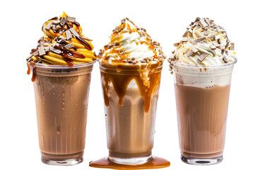 Decadent Delight: Caramel Shake Presentation on white background