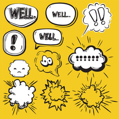 Vector Comic Speech Bubble sticker set
