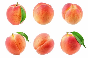 Peaches isolated on white background with clipping path