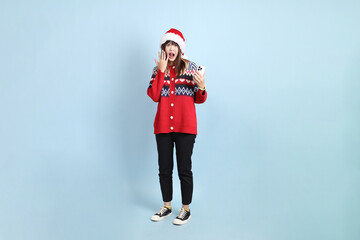 Woman wearing Santa hat