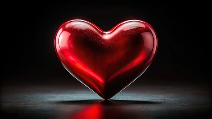 Macro photo of a heart in the night with colorful colors on a dark background