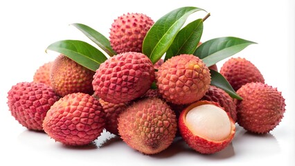 lychees fruit on a white background