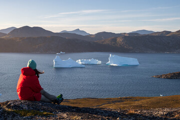 View of montains and icebergs from Uunartoq island (South Greenland) © julen