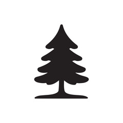 Black Christmas Tree silhouette vector on white background