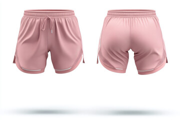 Pink women’s sports shorts on white background