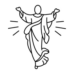 Ascension Day of Jesus Christ black line icon. Christian holiday