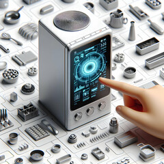 3D Icon Futuristic Smart Kitchen Appliance Touchscreen Interface Advanced Culinary Technology Sleek Design Close Up Digital Illustration Perfect for Modern Kitchen Concept Project