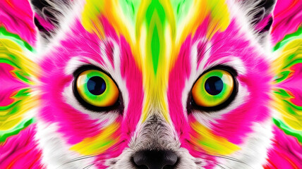 Obraz premium A cat with a rainbow painted on its face