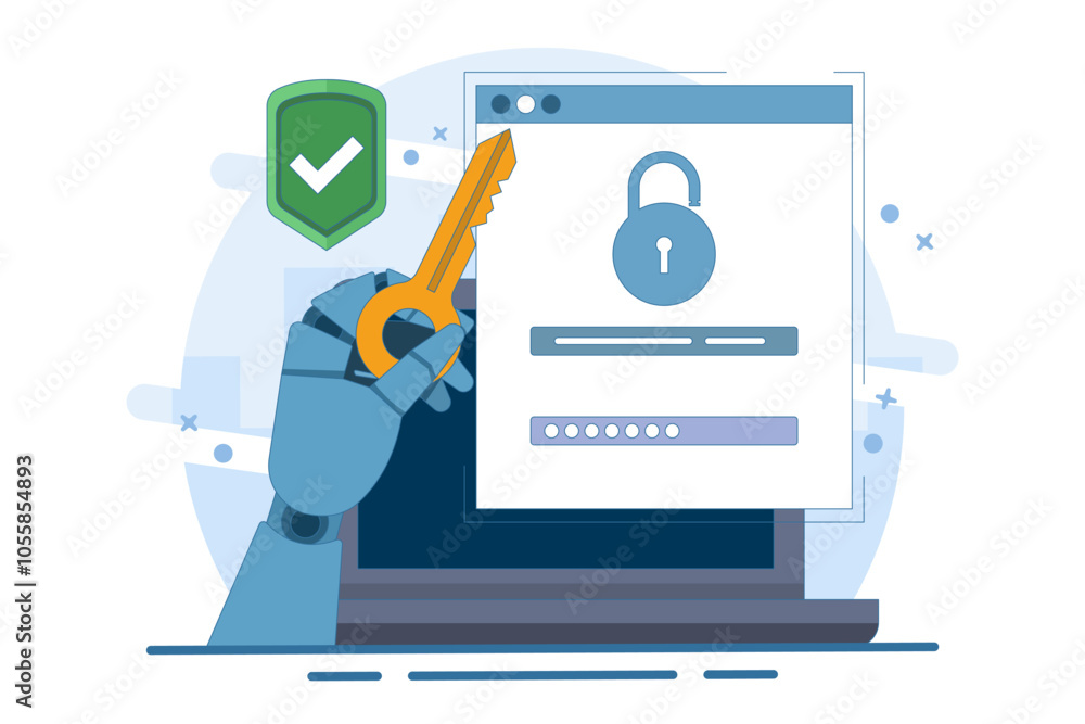 Poster secure login and registration concept, personal data security, cyber ​​data security, internet secur