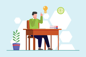 Student learning concept. Colored flat vector illustration isolated.