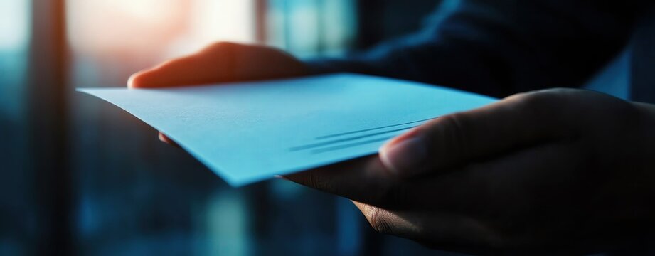 A closeup of hands holding a contract with the word Promise on it, business agreement, contract promise