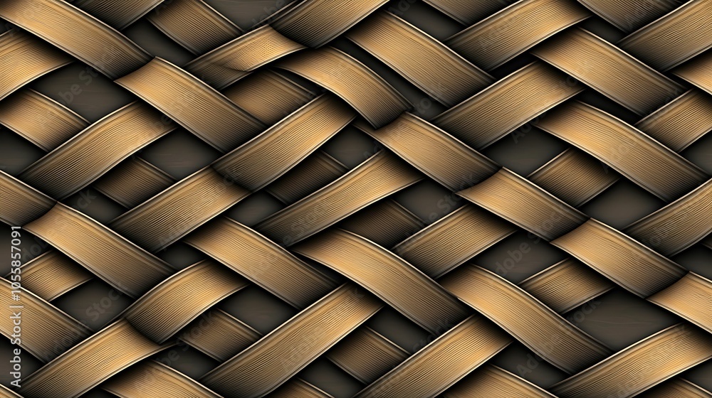 Poster intricate woven textures captivating patterns of golden weaving showcase depth and elegance in desig