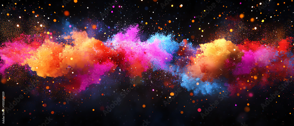 Poster vibrant fireworks a colorful night display of exploding firecrackers lighting up the sky in a festiv